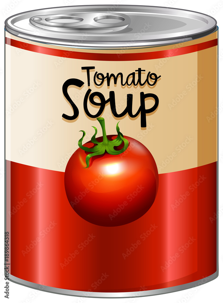 Tomato soup in aluminum can