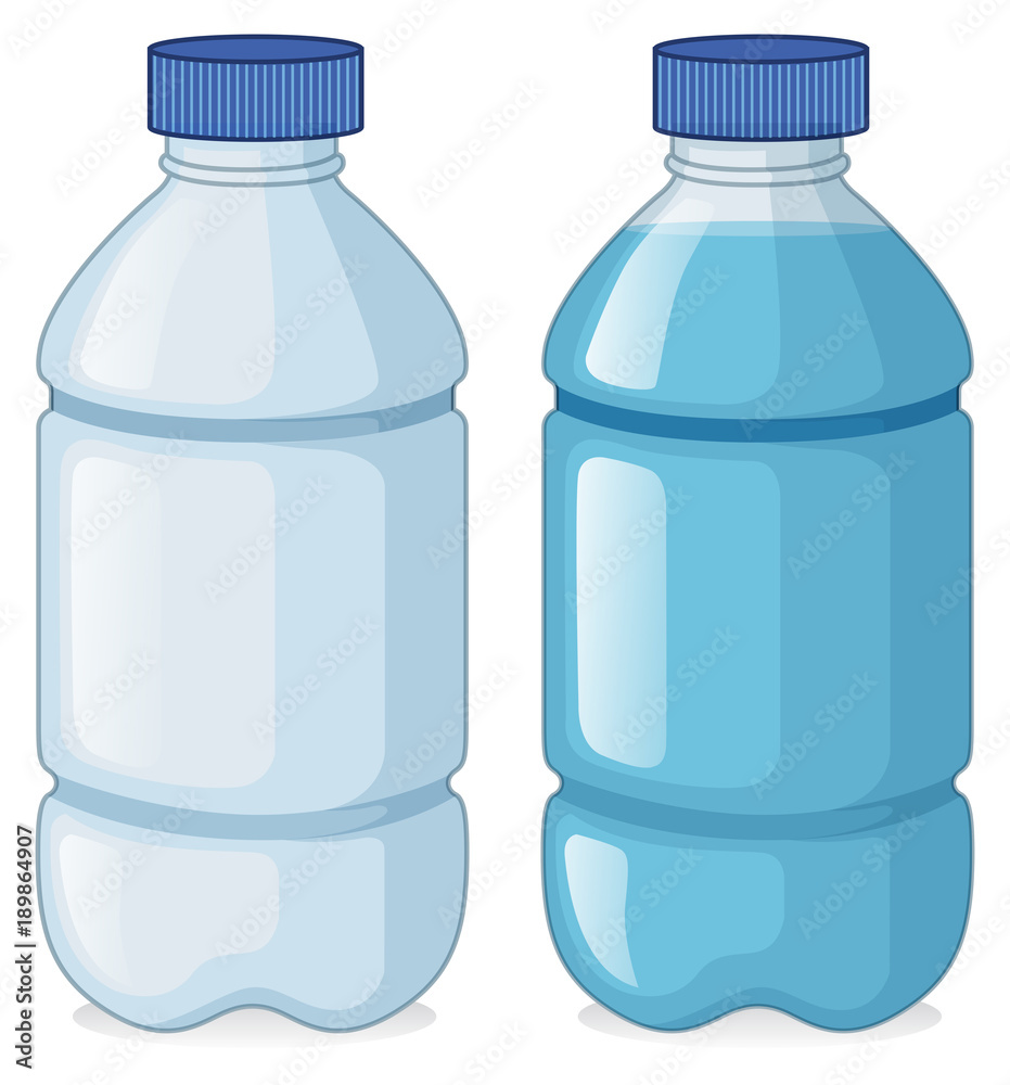 Two bottles with and without water