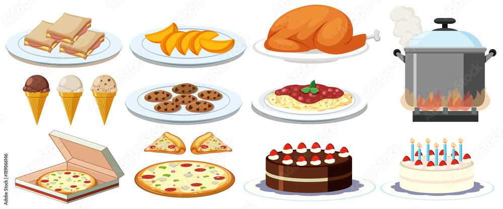 Different kinds of food on plates