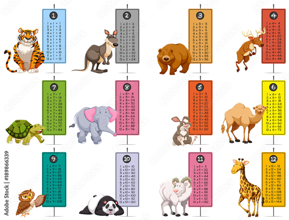 Wild animals and time tables template