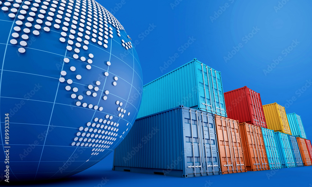 Stack of containers box, worldwide of  import export business