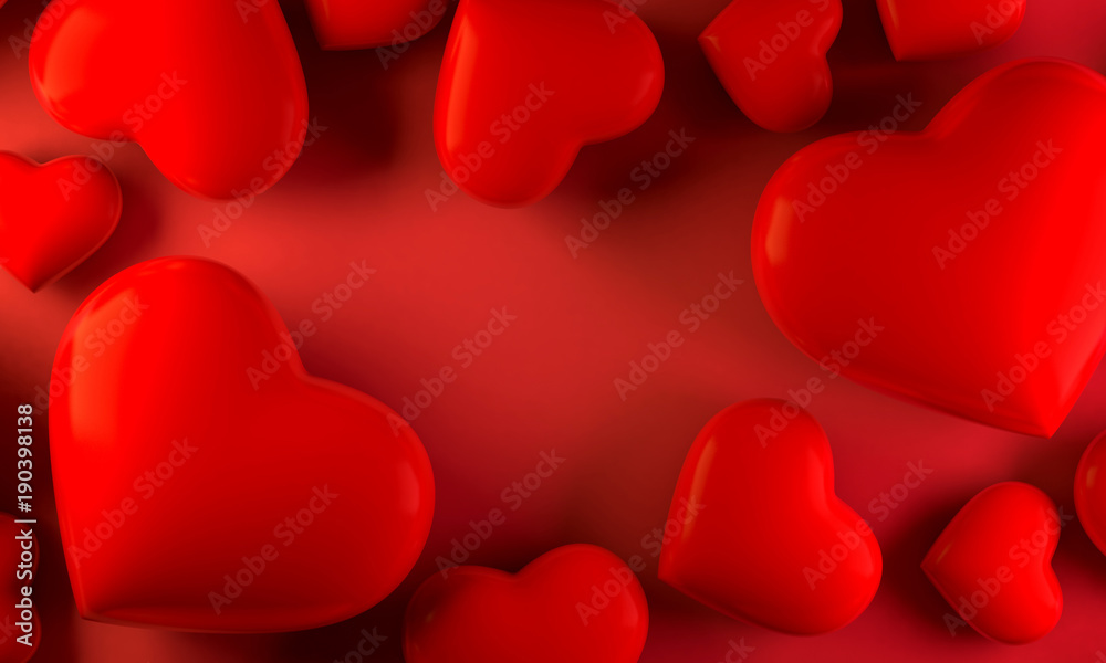 Red heart background, love valentine day