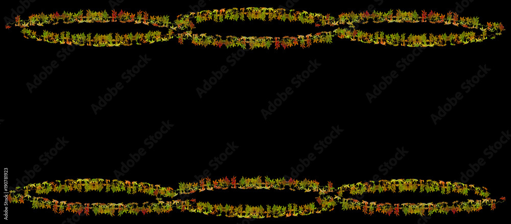 黑色背景下美丽的秋叶框架。