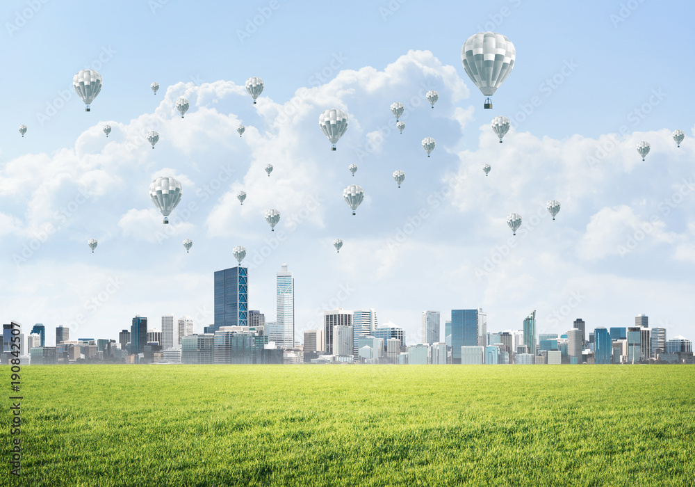 浮空器在城市上空飞行的生态绿色生活理念