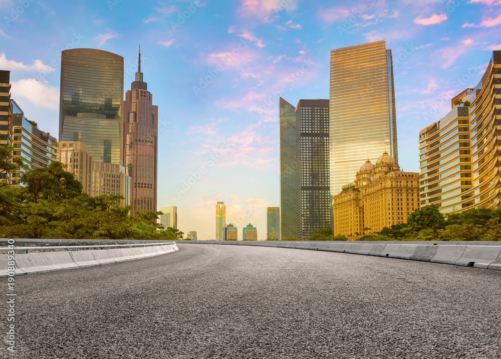 Guangzhou City Square Road and architectural landscape skyline