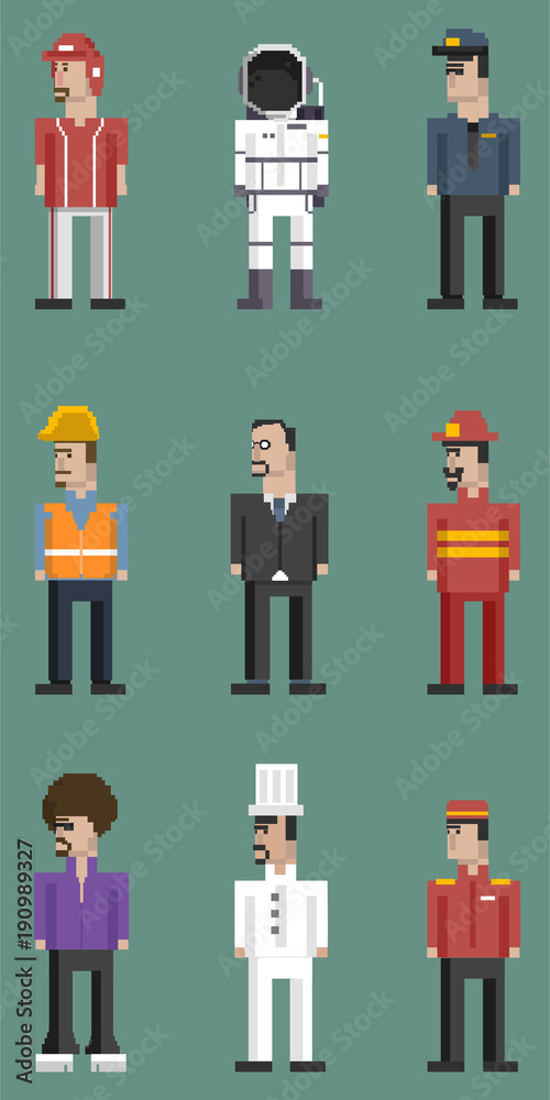 Illustration set of men and professions