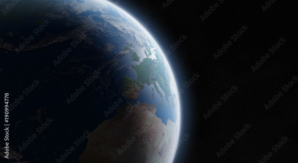 View of blue planet Earth in space 3D rendering elements of this image furnished by NASA