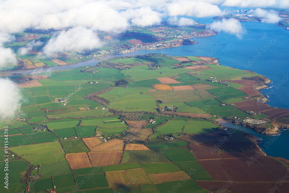 Aerial view of irish coastline