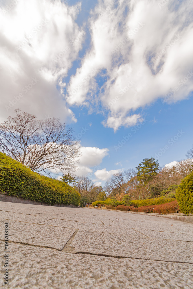 石の道と青空