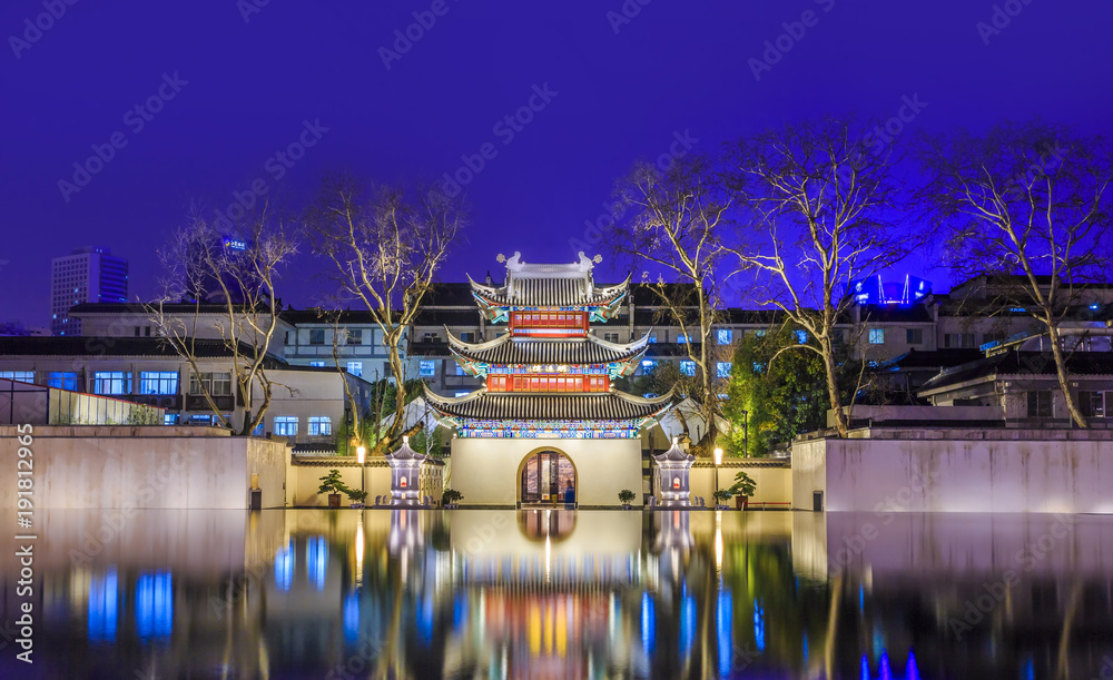 Ancient architectural landscape on the Qinhuai River in Nanjing