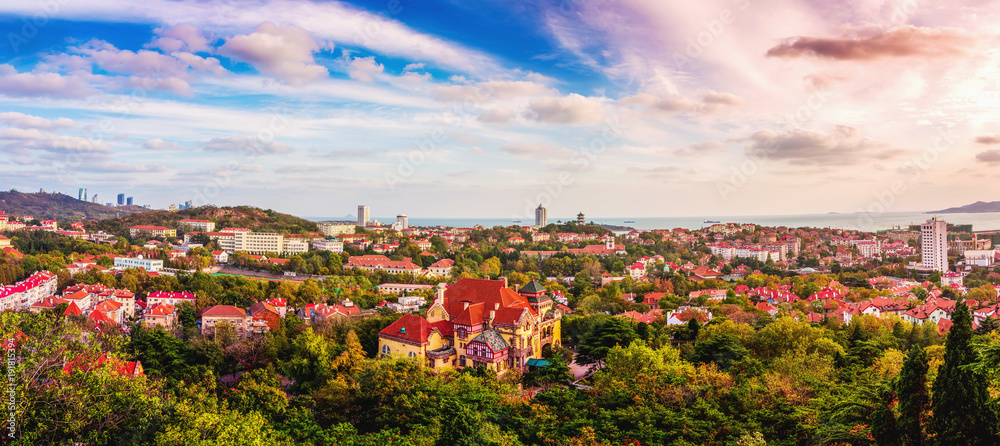 The skyline of the architectural landscape in the old city of Qingdao