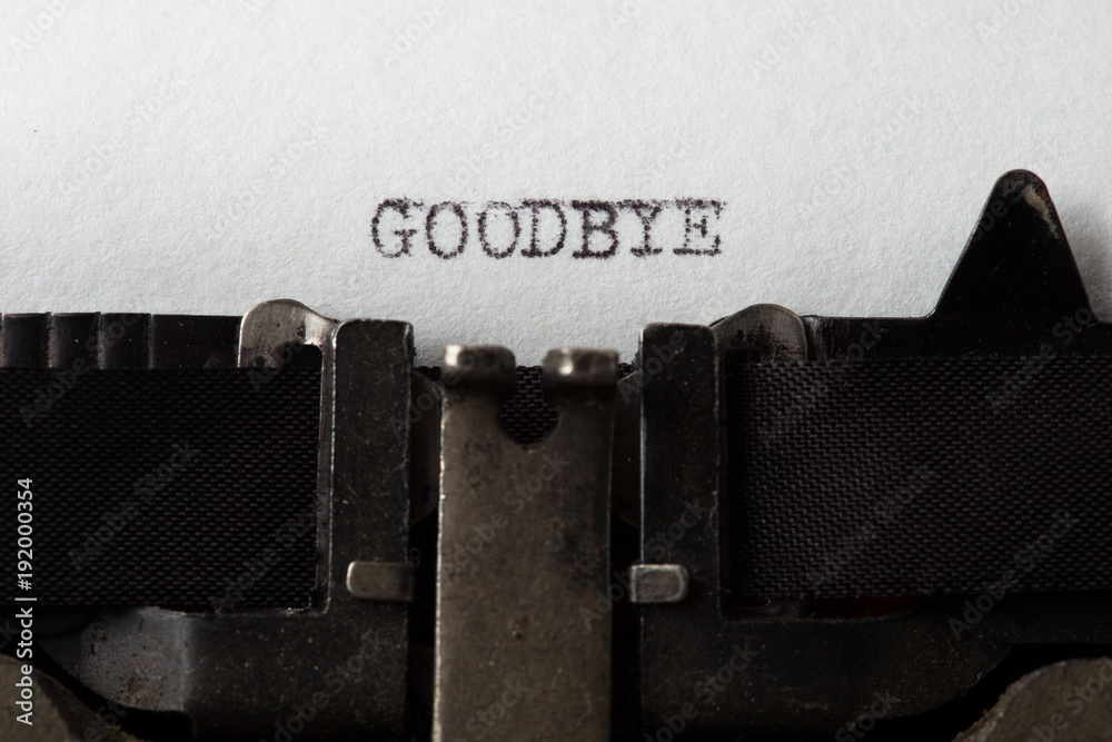 Goodbye - text message on the typewriter close-up