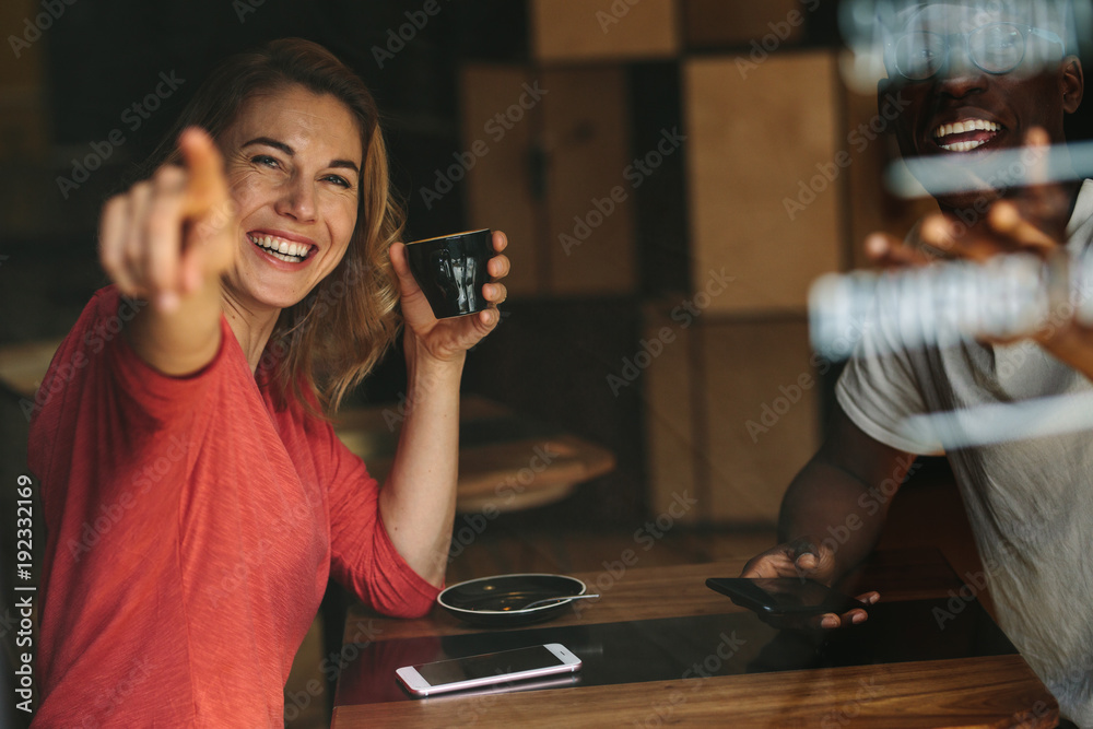 Friends meeting at a coffee shop