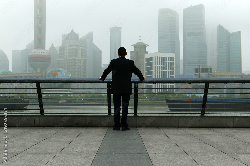 Someone watching the building of Pudong ,  in Shanghai, china…