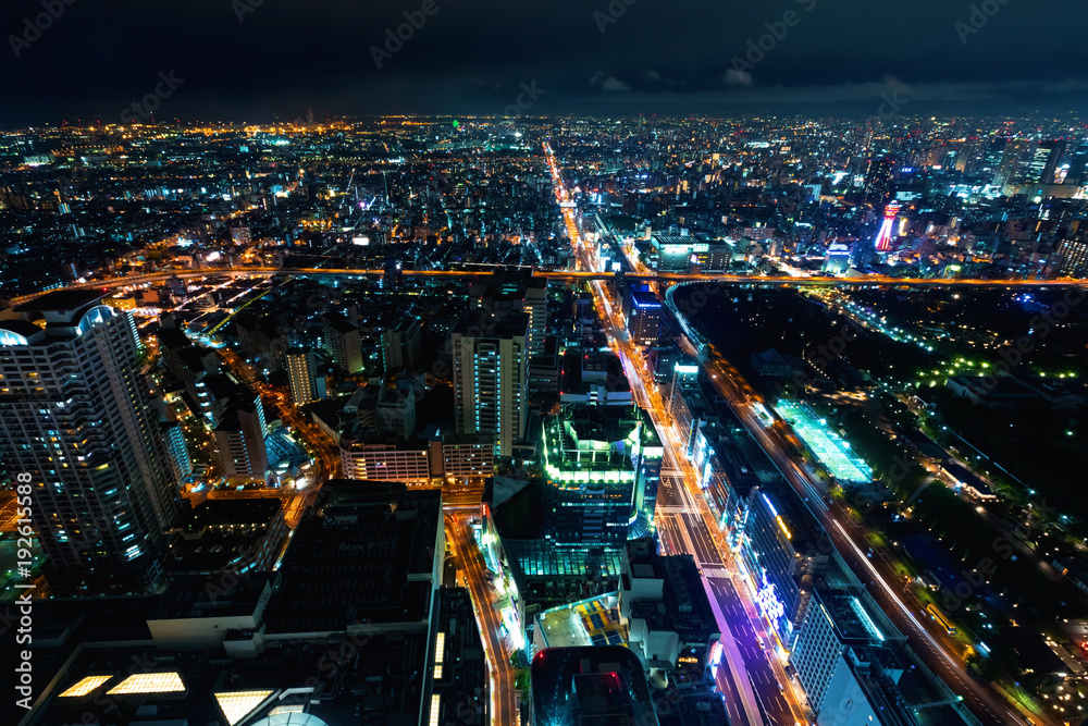 大阪夜景鸟瞰图