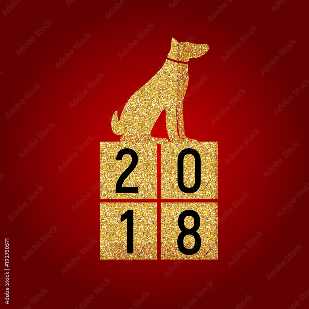 2018狗年。新年快乐背景。矢量插图