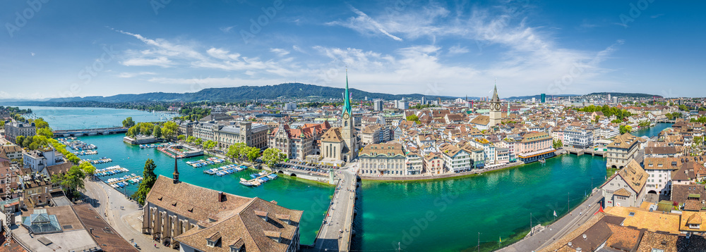 Zürich city panorama in summer, Switzerland