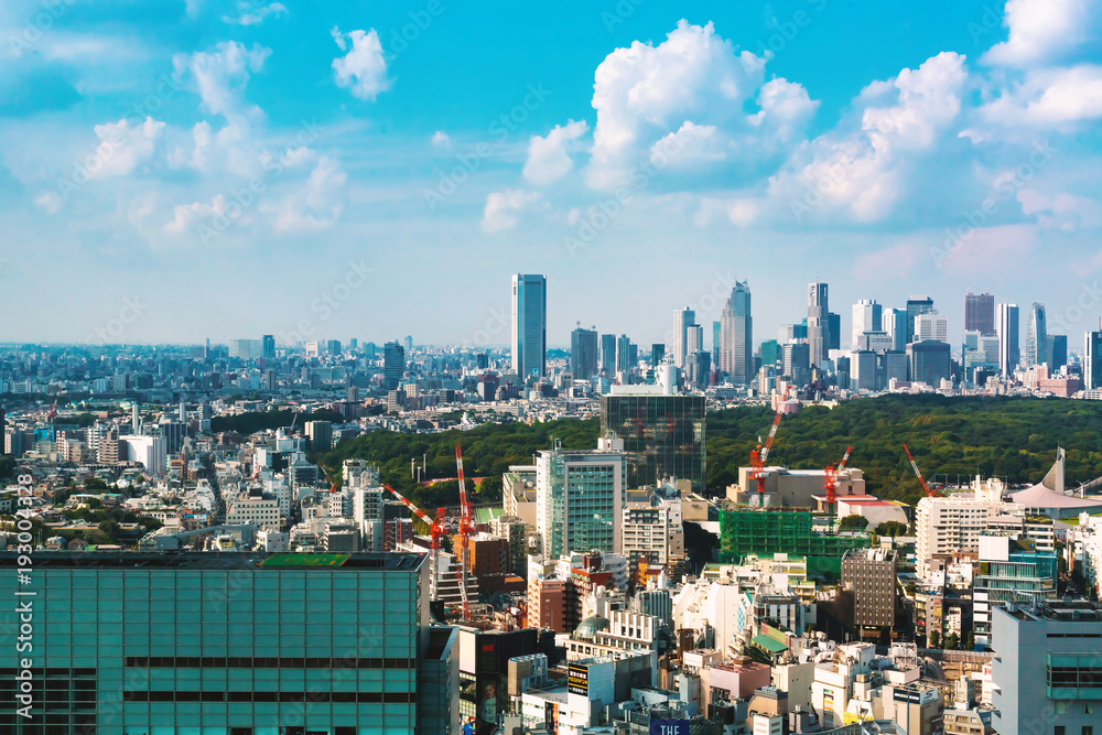 从日本东京涩谷看新宿天际线