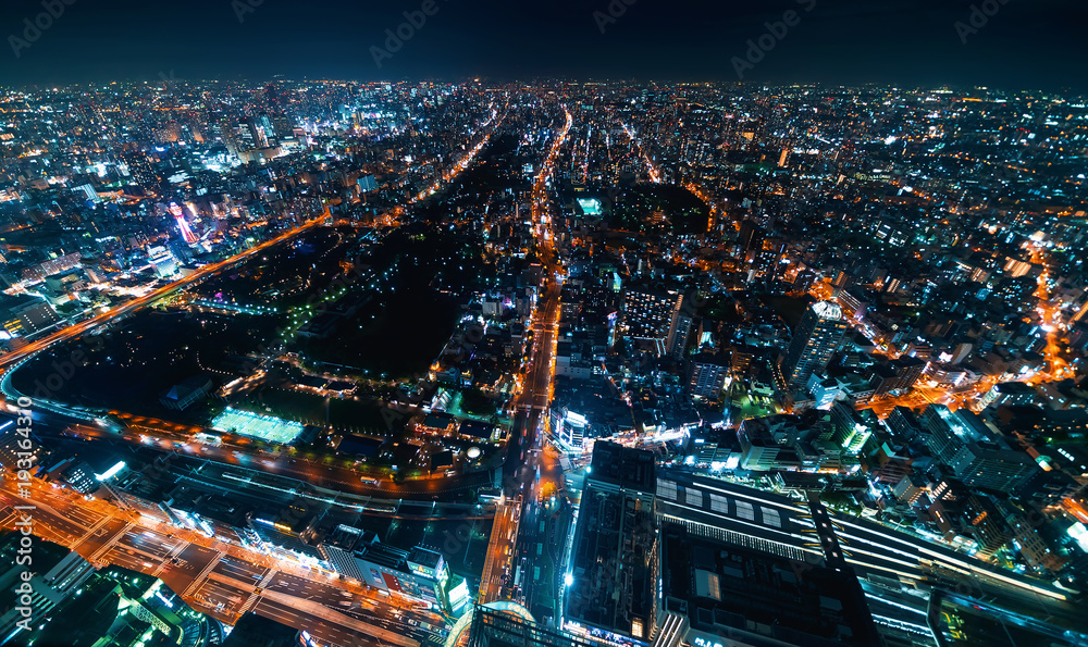 大阪夜景鸟瞰图