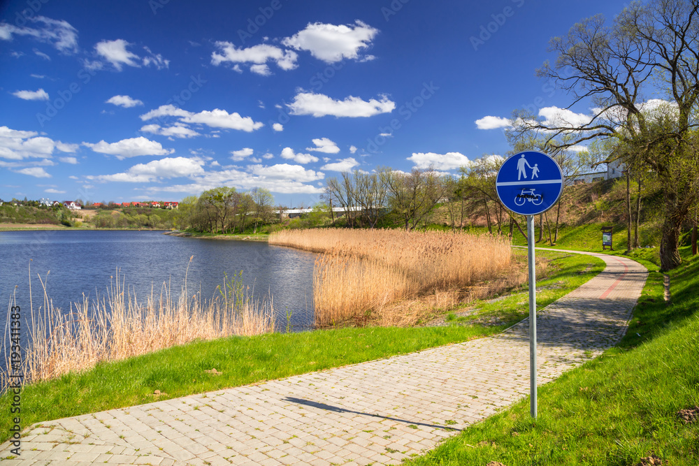 Pathway at the lake in Straszyn, Poland