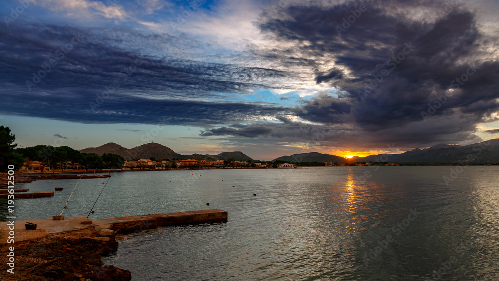 Sundown in harbor Alcúdia