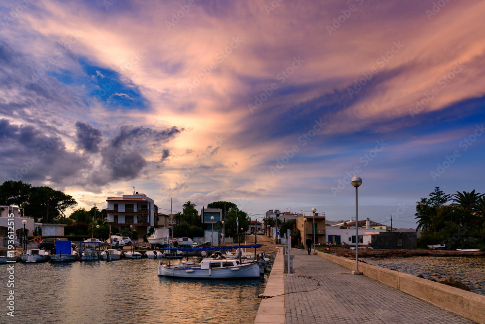 Sundown in harbor Alcúdia