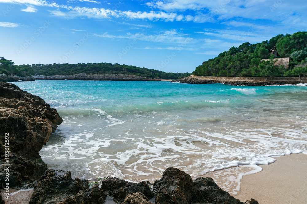 The Cala Mondrago beach in Majorca, Spain