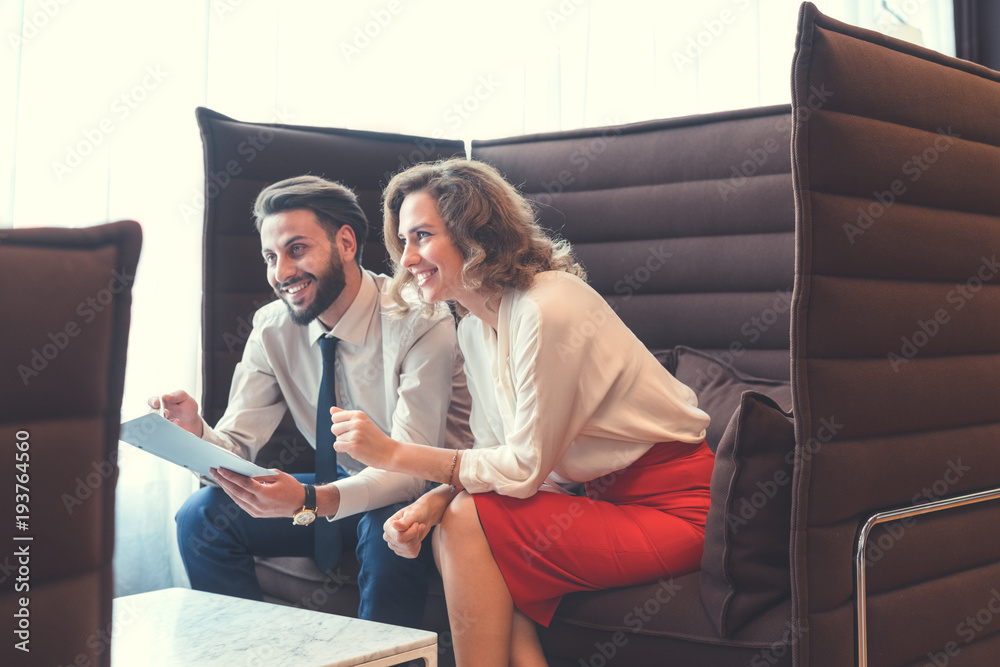 Smiling people in coworking