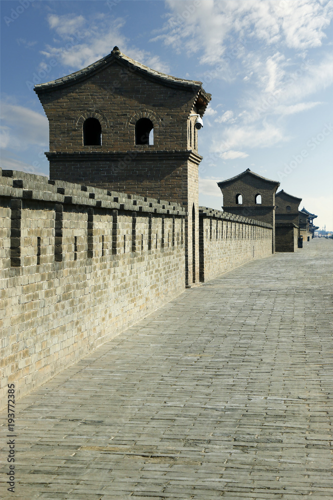 Wall, fortification of the old city  of  Pingyao ,Shanxi ,China