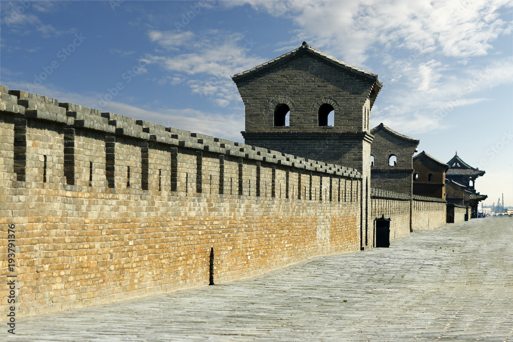 Wall, fortification of the old city  of  Pingyao ,Shanxi ,China