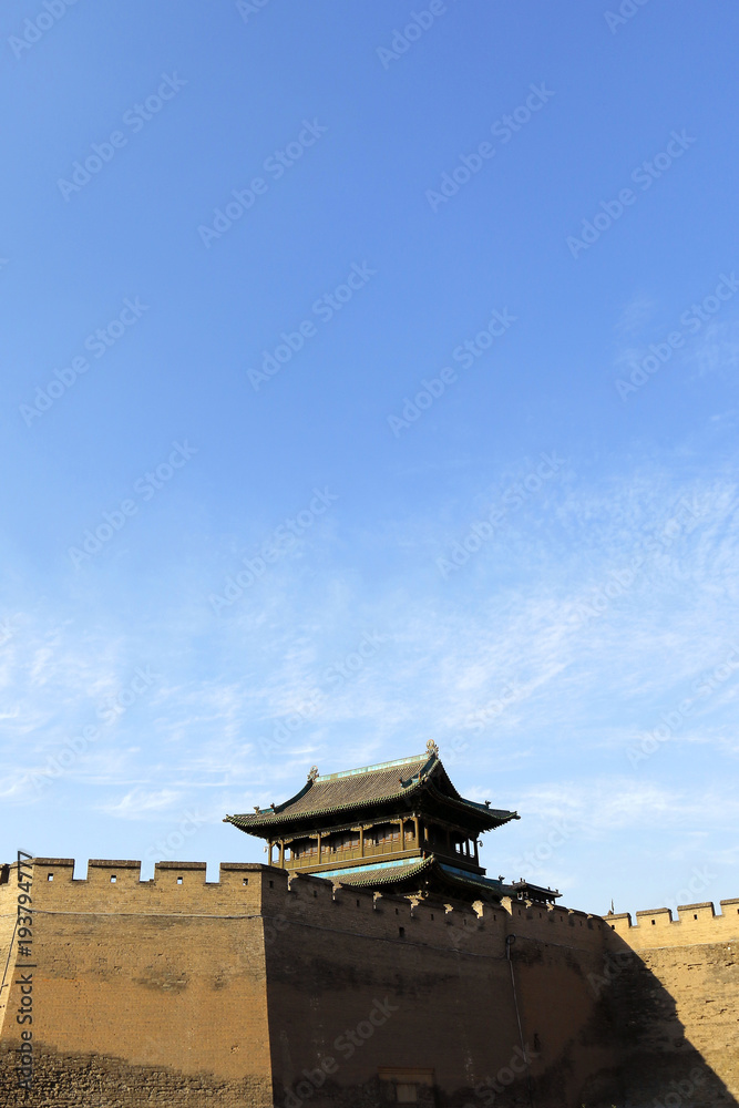 Wall, fortification of the old city  of  Pingyao ,Shanxi ,China