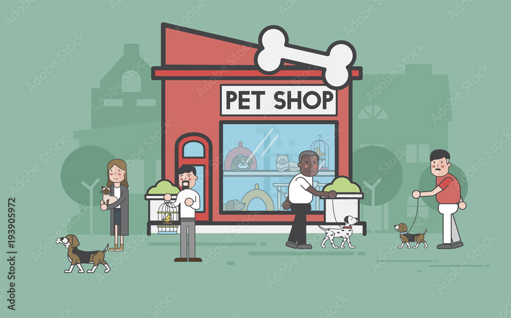 Illustration set of pet shop