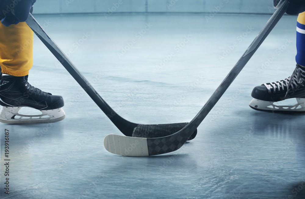 Ice hockey players on the grand ice arena