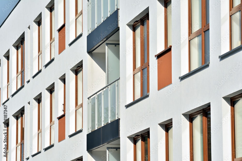 Detail of a new modern apartment building