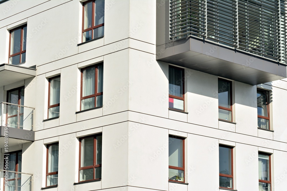 Detail of a new modern apartment building