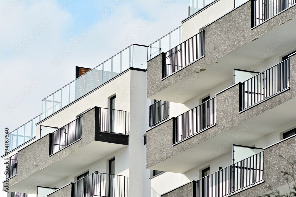 Detail of a new modern apartment building