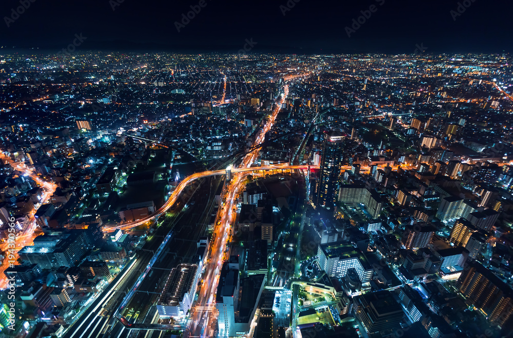 大阪夜景鸟瞰图