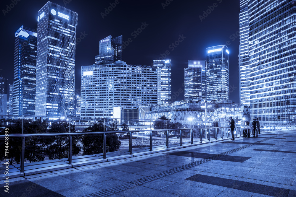 Shanghai Lujiazui Financial District Square Night