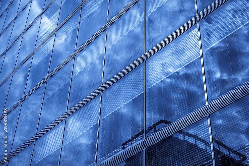 Low angle view of skyscrapers architectural glass