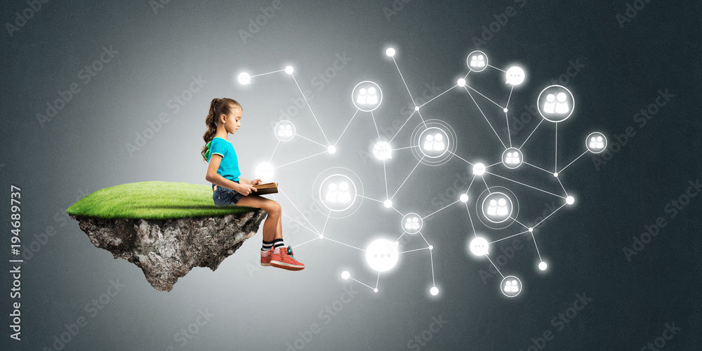 Idea of children Internet communication or online playing and electronic education