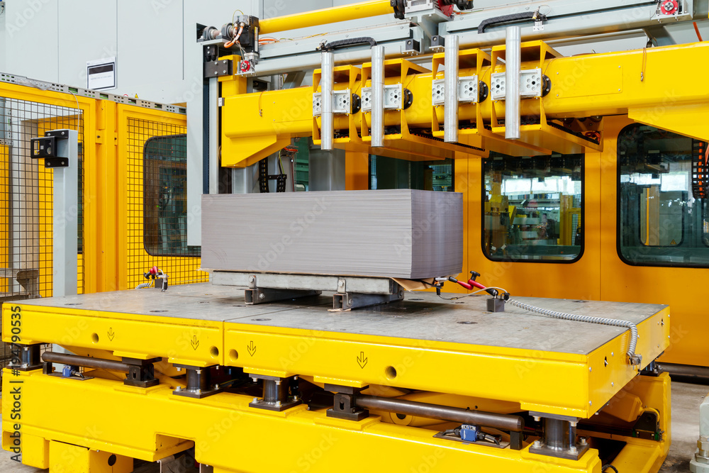 Car production line equipment closeup