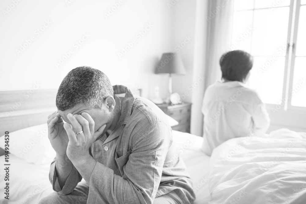 Unhappy married couple not talking to one another