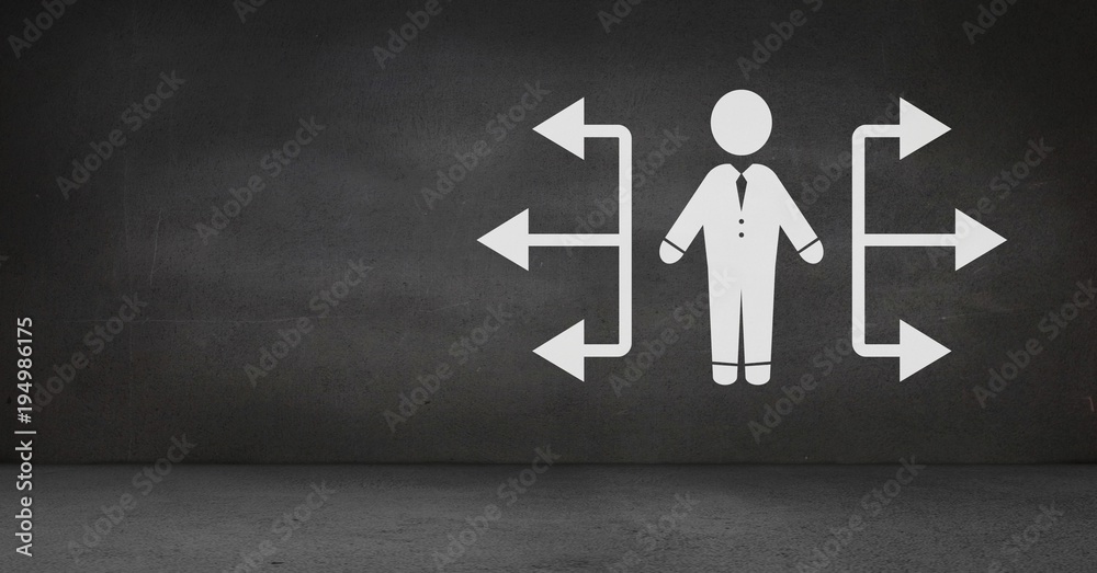 businessman with arrows directions icons