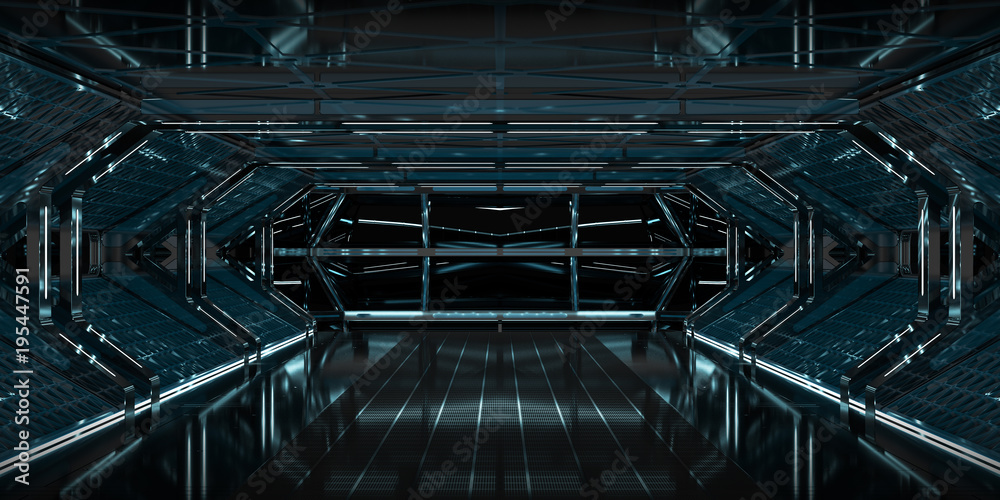 Spaceship dark interior 3D rendering