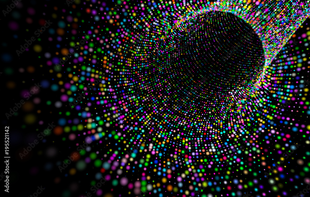 Fondo de tunel abstracto con esferas y ondas.Concepto de big data e informatica.Diseño de tecnologia