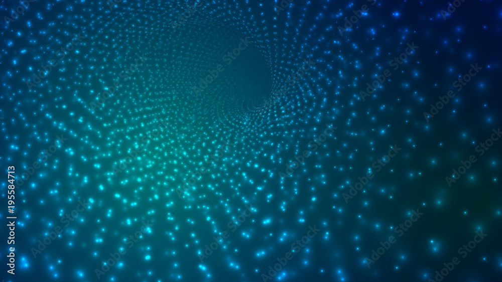 Abstract background of bright glowing particles and paths.