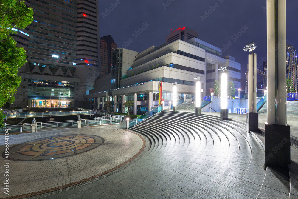 Cityscape of Yokohama city at night, Japan