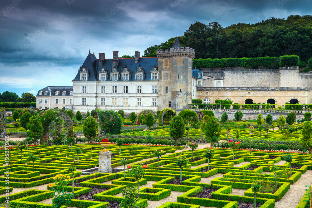 Wonderful fabulous castle of Villandry, Loire Valley, France, Europe