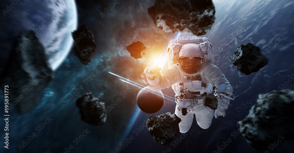 Astronaut floating in space 3D rendering elements of this image furnished by NASA