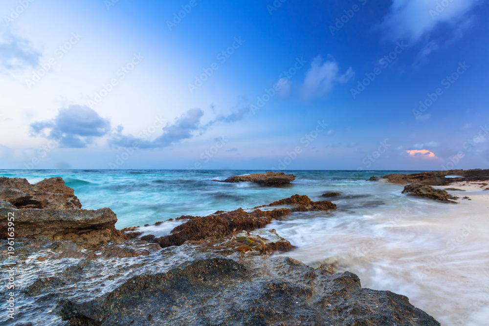 Beach at Caribbean sea in Playa del Carmen, Mexico